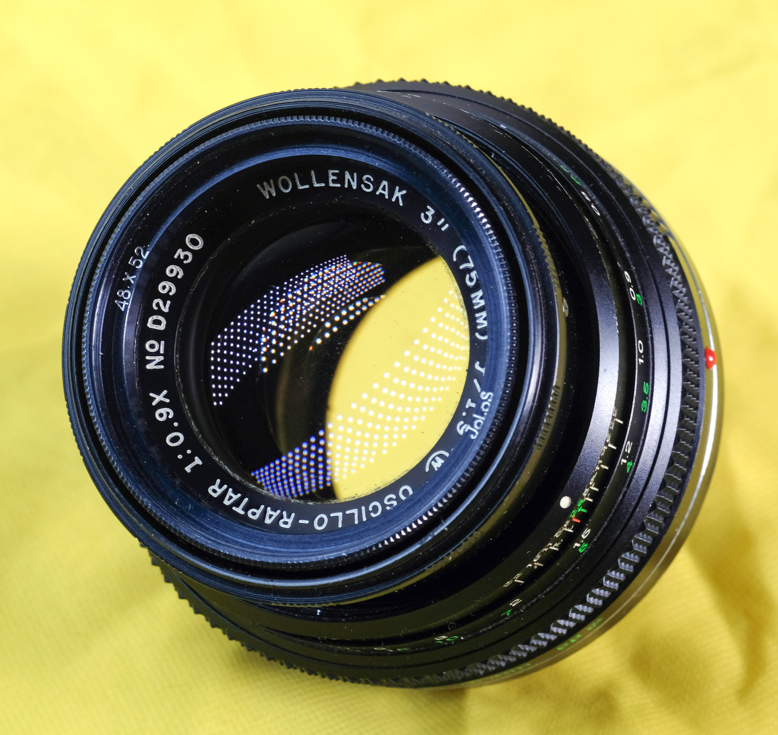 Wollensak 75 mm f/1,9 Oscillo-Raptar 1:0,9Х