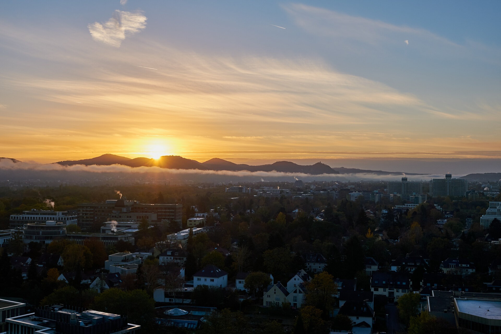 sunrise over the city