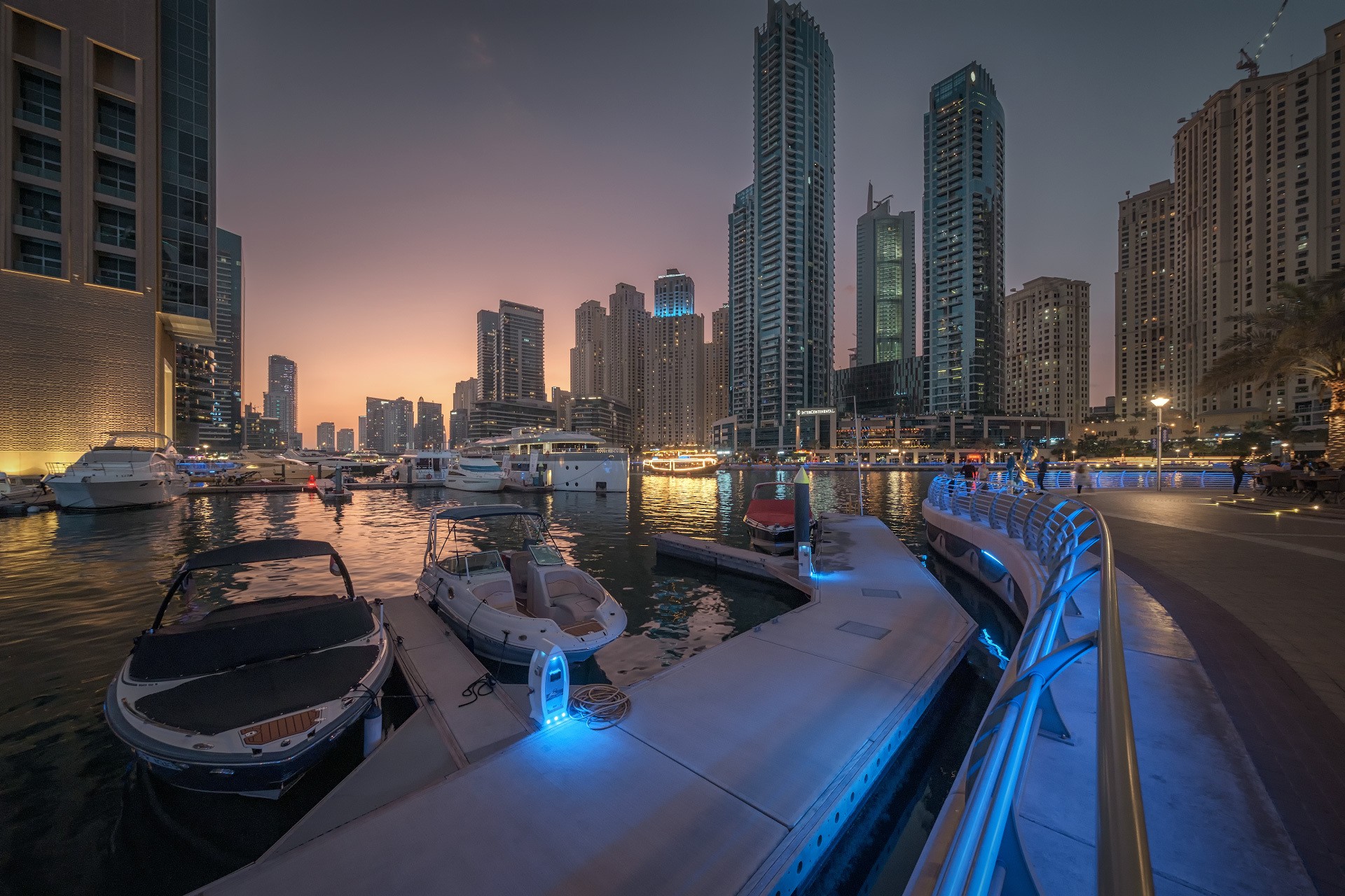 Boats in Marina At Sunset